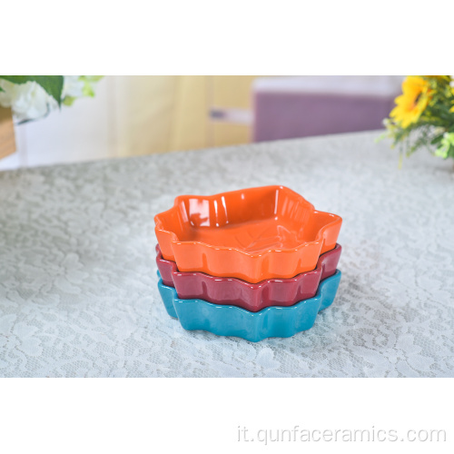 Mini piatto da cucina in ceramica a forma di foglia